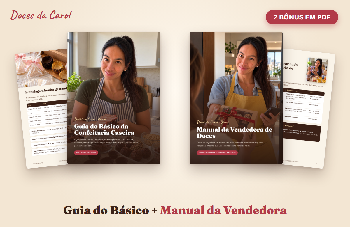 Páginas do Guia do Básico da Confeitaria Caseira e do Manual da Vendedora de Doces